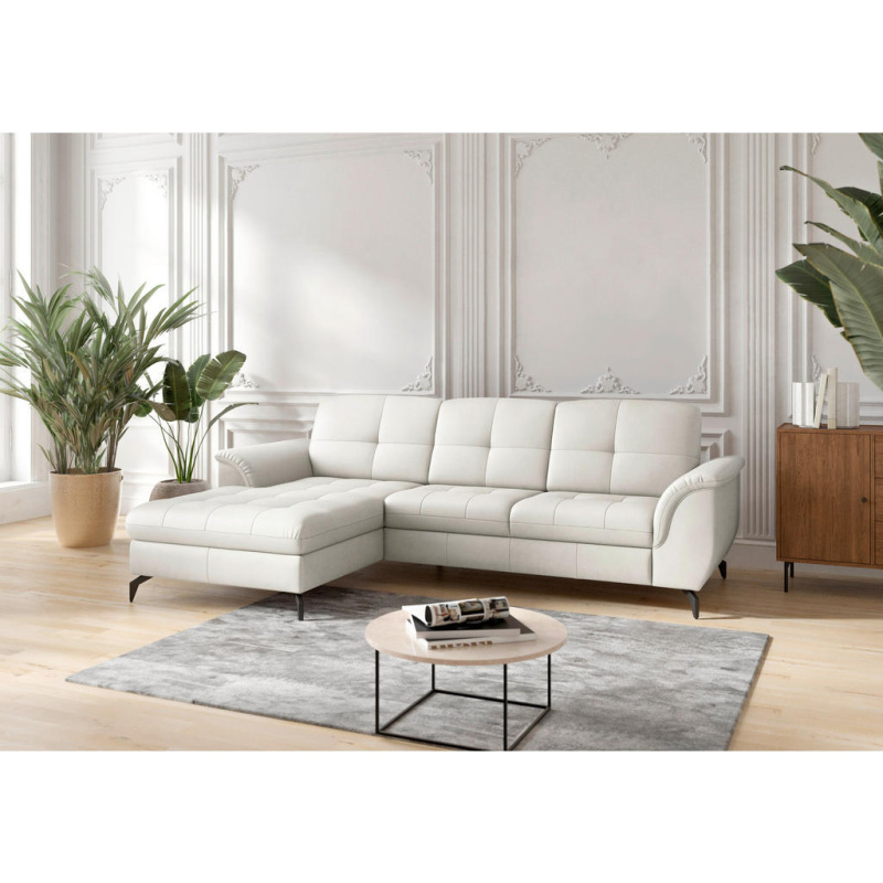 Sit & More ROHOVÁ SEDAČKA, textil, kůže, bílá
