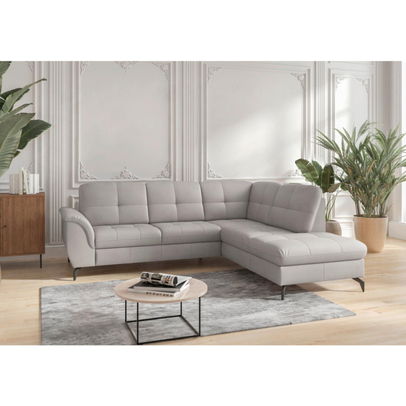 Sit & More ROHOVÁ SEDAČKA, textil, kůže, světle šedá