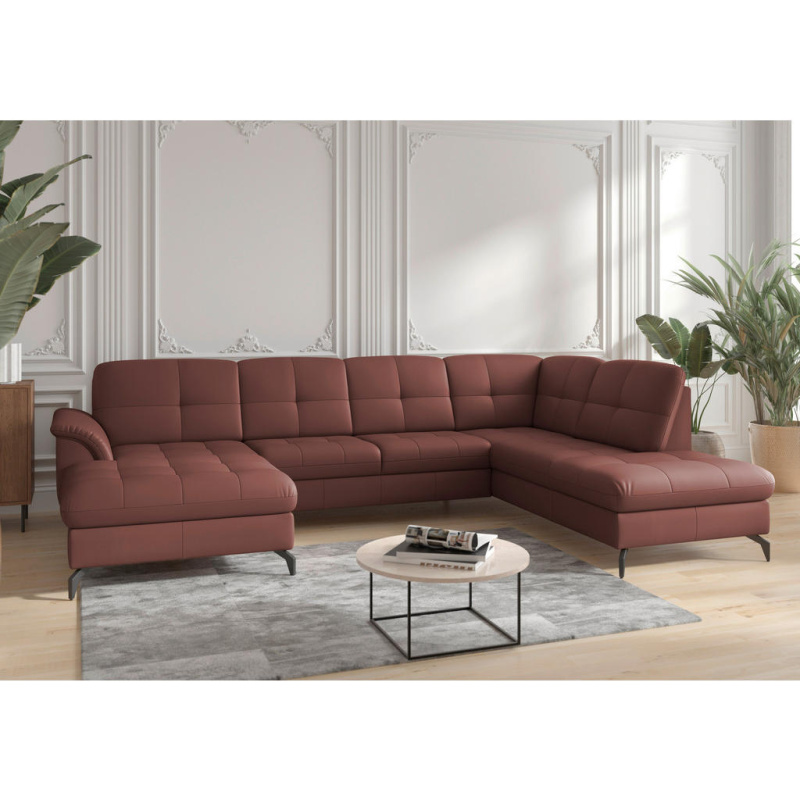 Sit & More SEDACÍ SOUPRAVA, kůže, textil, červenohnědá