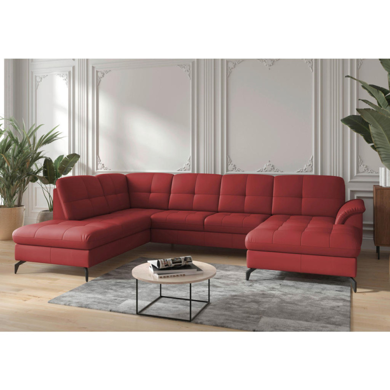 Sit & More SEDACÍ SOUPRAVA, textil, kůže, červená