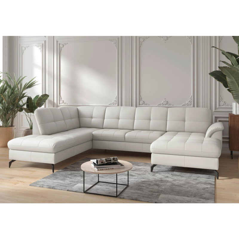 Sit & More SEDACÍ SOUPRAVA, textil, kůže, bílá