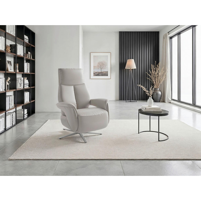 Sit & More RELAXAČNÍ KŘESLO, kůže, světle šedá