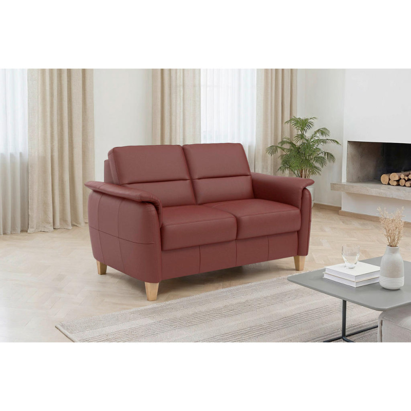 Sit & More DVOUMÍSTNÁ POHOVKA, červenohnědá, pravá kůže