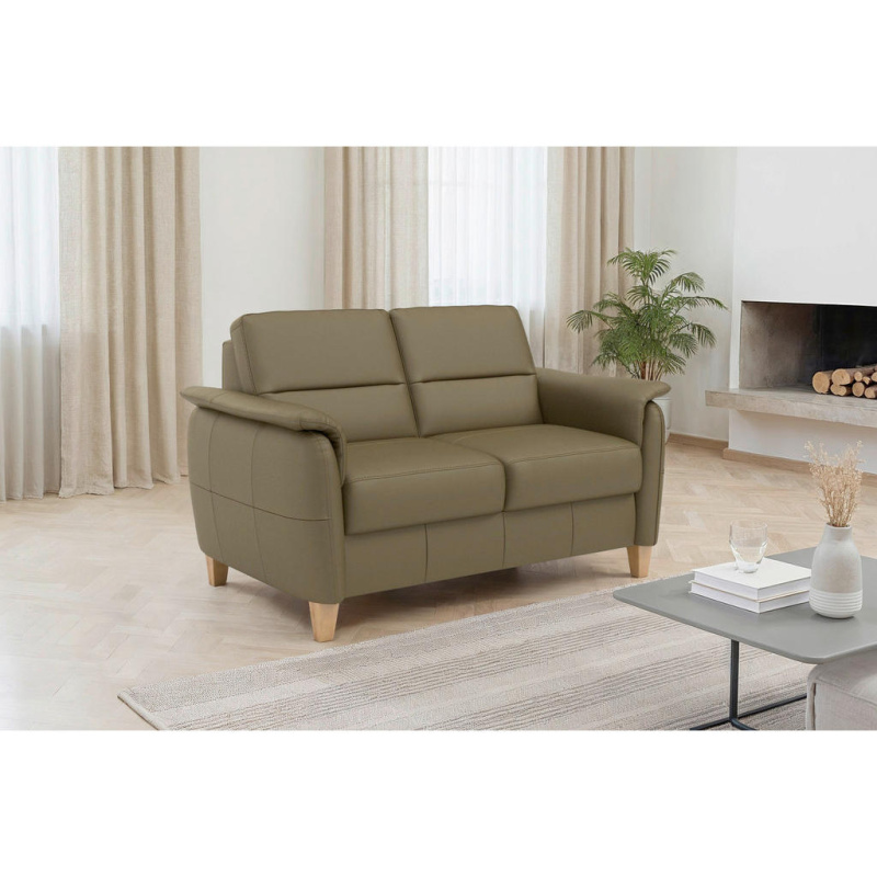 Sit & More DVOUMÍSTNÁ POHOVKA, olivově zelená, pravá kůže