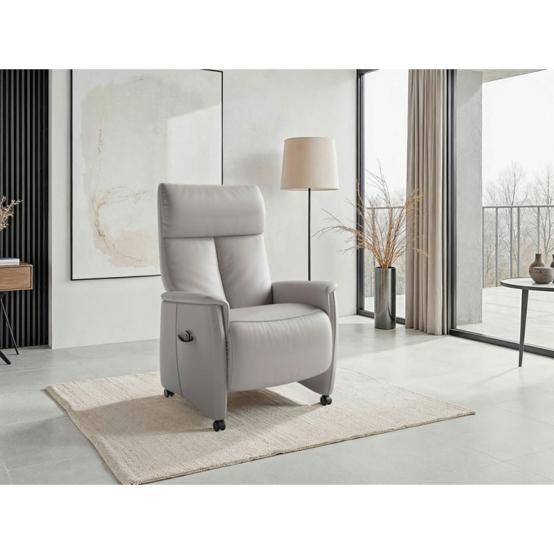 Sit & More RELAXAČNÍ KŘESLO, kůže, světle šedá