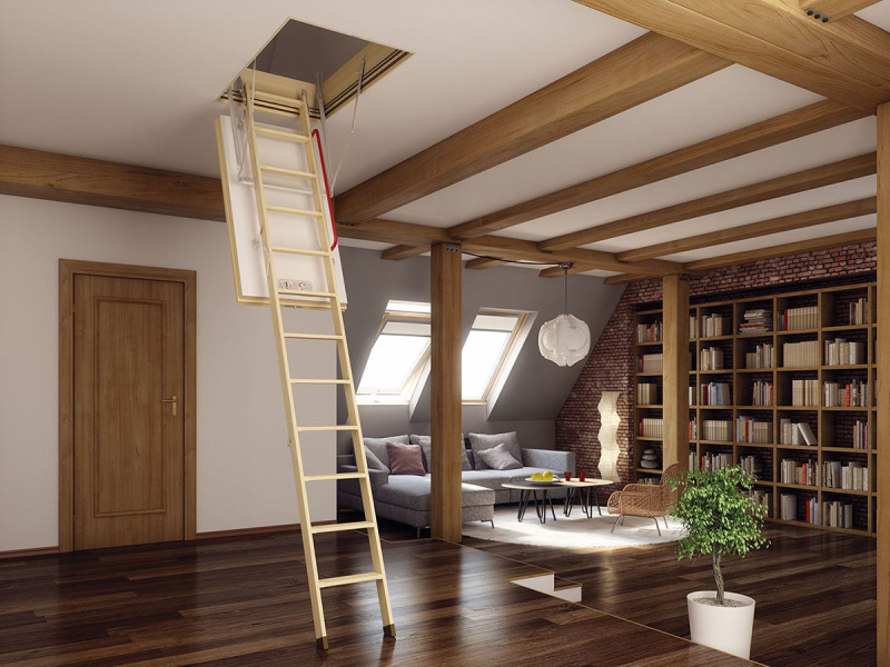 Půdní schody FAKRO LWT Stavební otvor: 70x130 cm, Výška: 305 cm