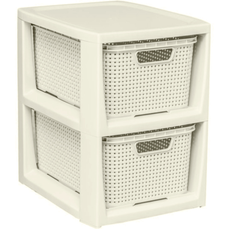 Regál se 2 šuplíky Rattan Antic White BRANQ ( neaktuální foto, regál je krémový)