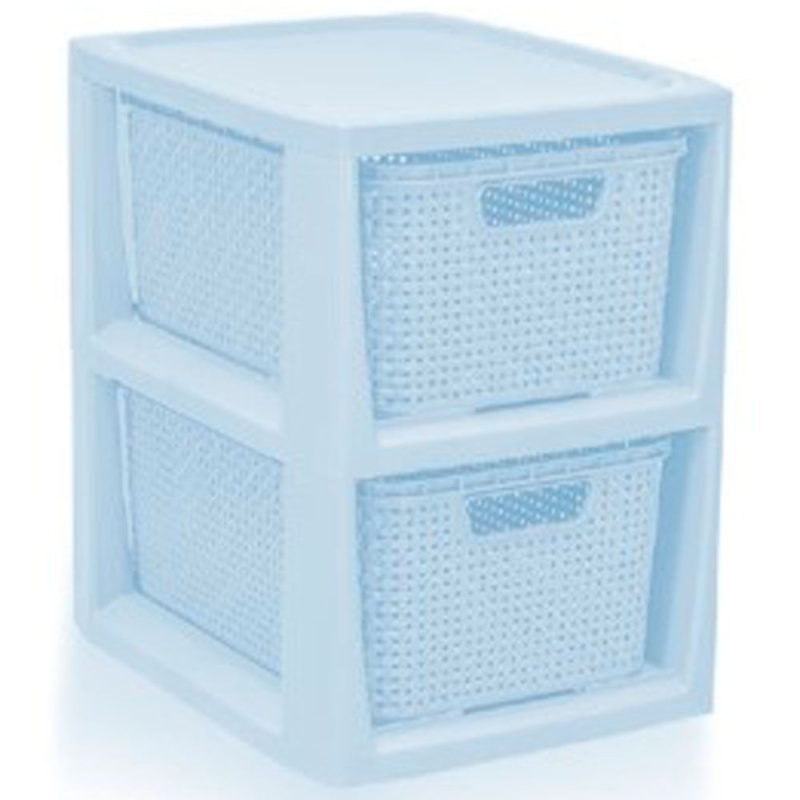 Regál se 2 šuplíky Rattan Blue BRANQ