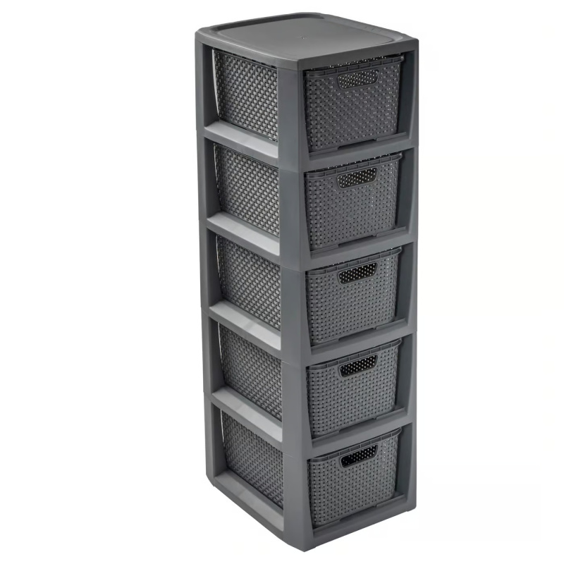 Regál s 5 šuplíky Rattan Antracit BRANQ