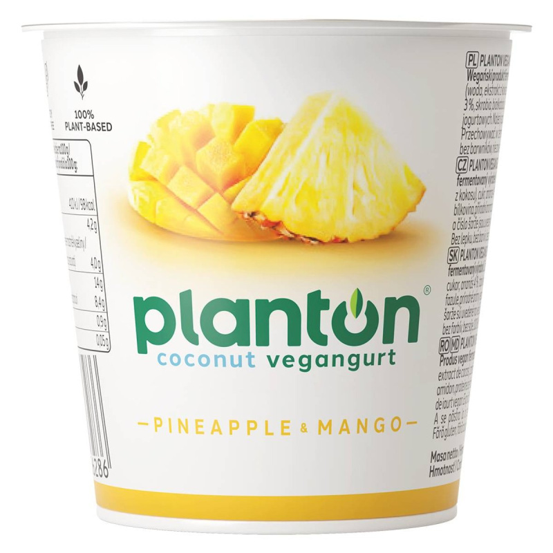 PlantON Zakysaný dezert z kokosového mléka ananas a mango