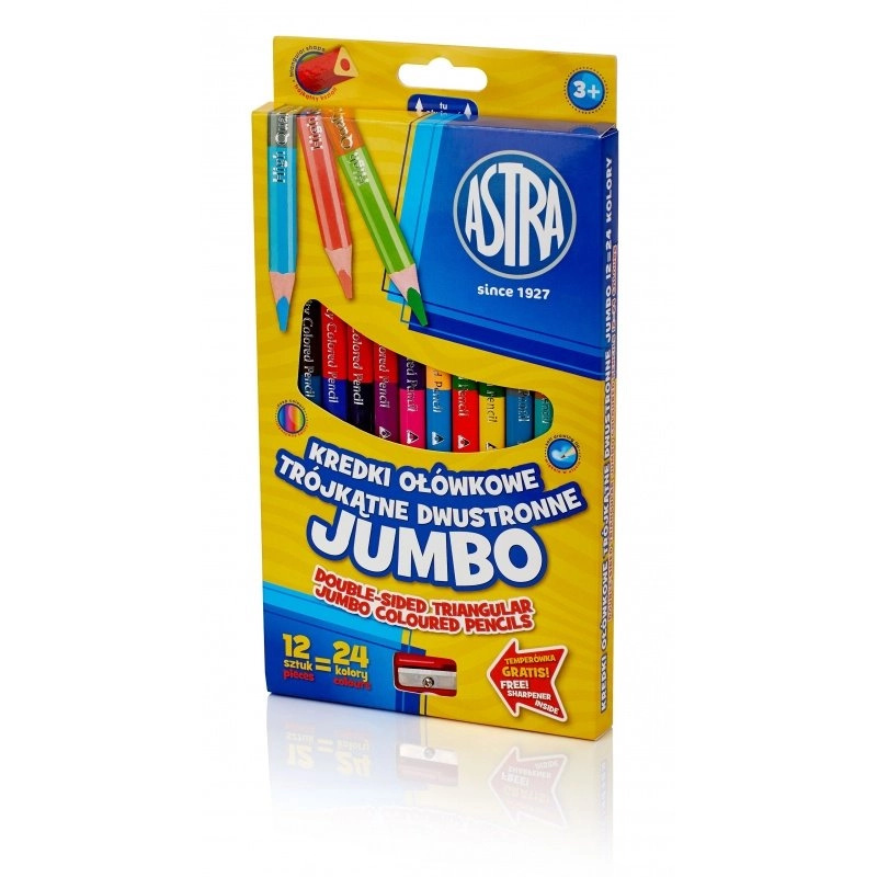 Astra trojhranné oboustranné pastelky JUMBO 12 ks 24 barev 135690