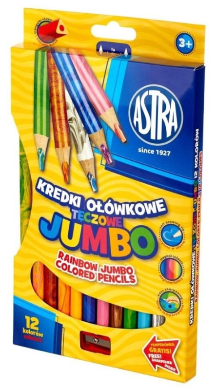 ASTRA Duhové pastelky Jumbo 12ks s ořezávátkem
