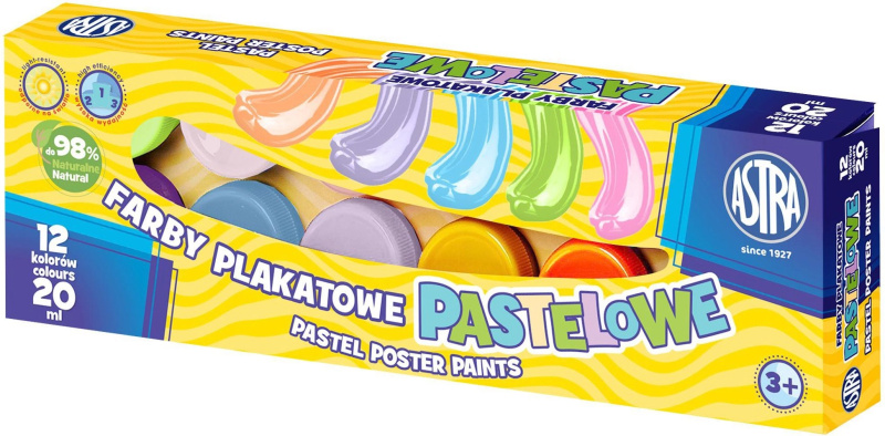 Pastelové temperové barvy ASTRA 12×20 ml