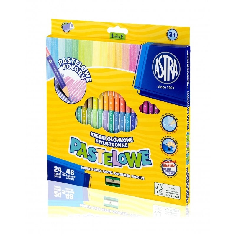 ASTRA Trojhranné pastelové oboustranné pastelky 24 ks,48 barev