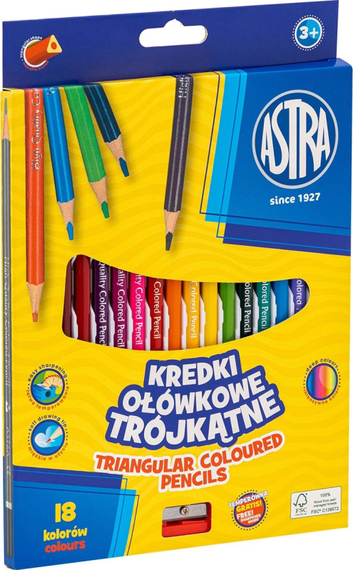Astra trojboké 18ks s ořezávátkem 155752