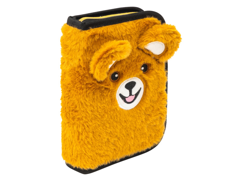 Astra Plyšový školní penál Fluffy Mix (Černý/hnědý řemínek)