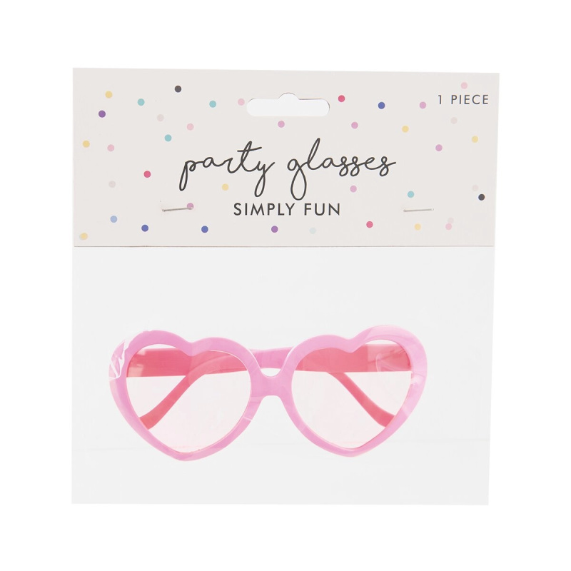 PartyDeco Párty brýle srdce růžové