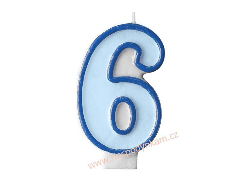 PartyDeco Narozeninová svíčka s číslem 6 modrá