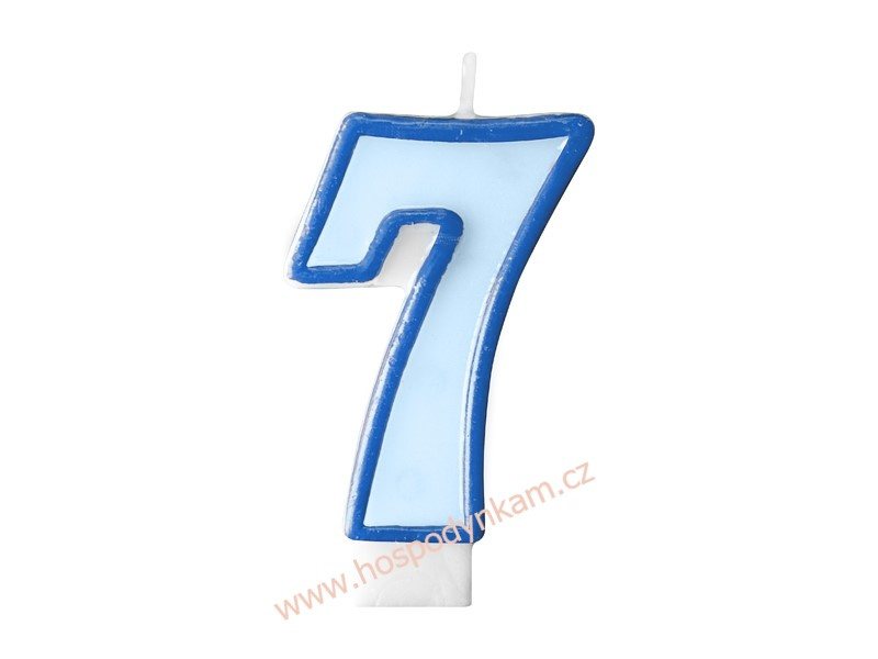 PartyDeco Narozeninová svíčka s číslem 7 modrá