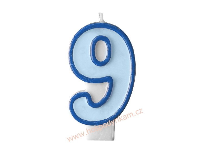 PartyDeco Narozeninová svíčka s číslem 9 modrá