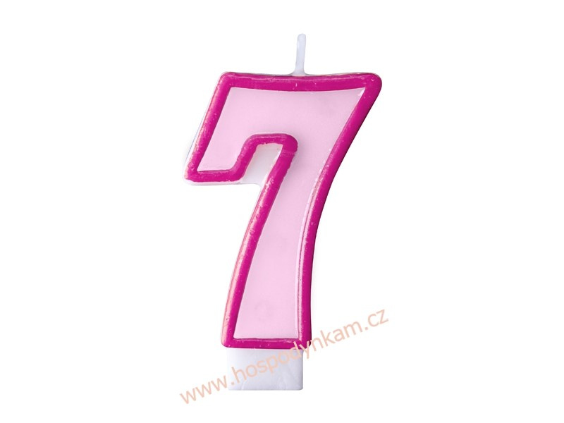 PartyDeco Narozeninová svíčka s číslem 7 růžová