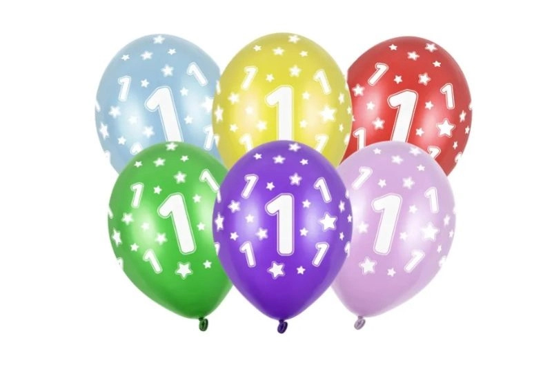 Metalické balonky k 1. narozeninám 30 cm, sada 50 ks