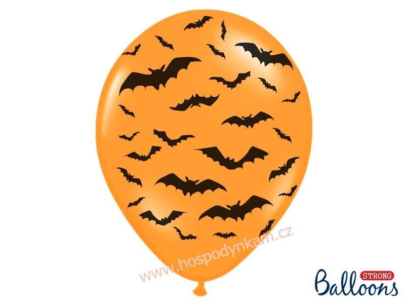 BALÓNKY latexové oranžové netopýr 6ks 30cm
