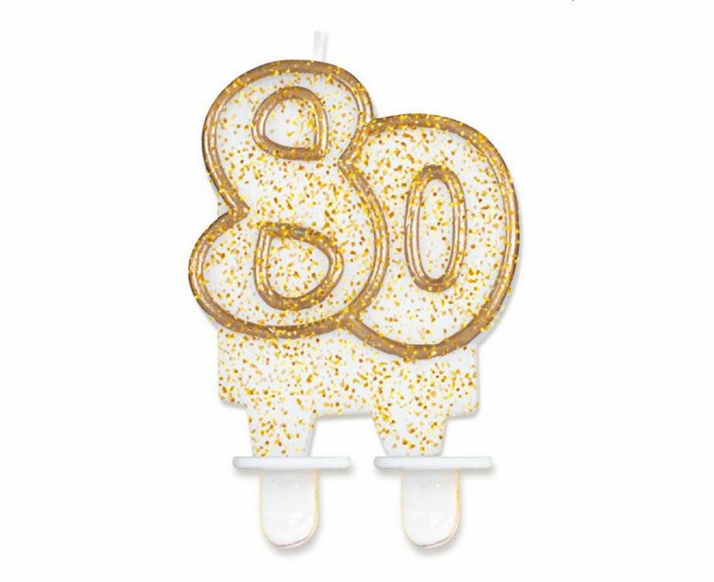 Dortová svíčka číslice 80 třpytivá