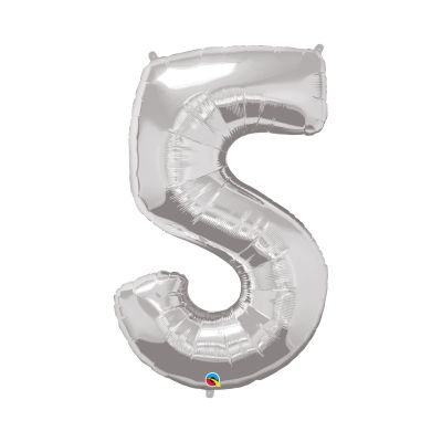 Balónek fóliový 92 cm stříbrný číslo 5 Albi
