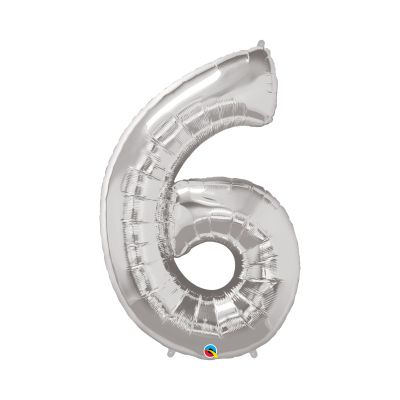 Balónek fóliový 92 cm stříbrný číslo 6 Albi
