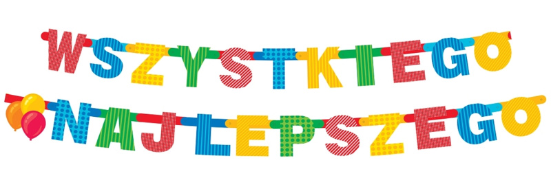 Narozeninová papírová girlanda „Wszystkiego Najlepszego“ 230 cm - 1 kus