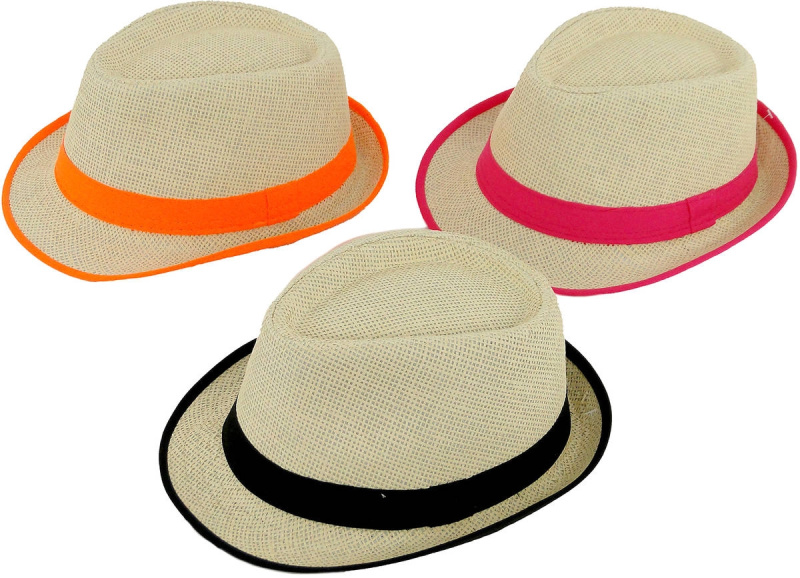 Letní slaměný klobouk unisex s barevnou stužkou - 1 kus