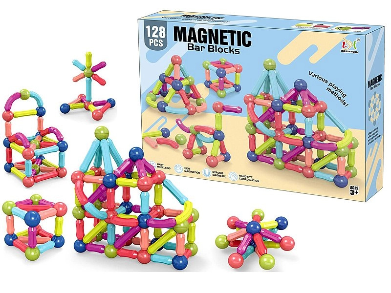 Magnetické stavebnice 3D 128 ks