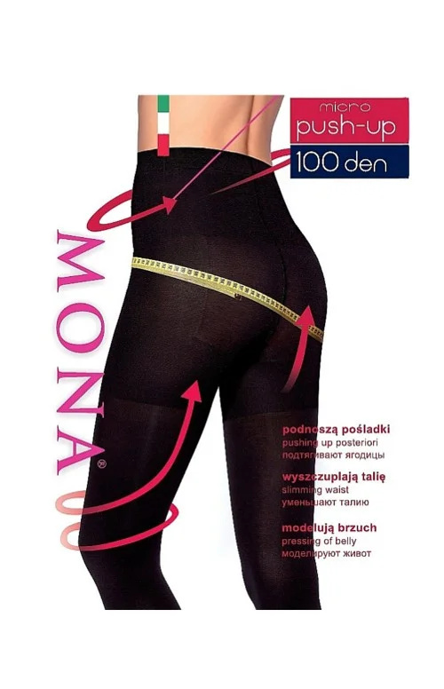 Dámské punčochové kalhoty Mona Micro Push-Up 100 den 2-4 nero/černá 3-M