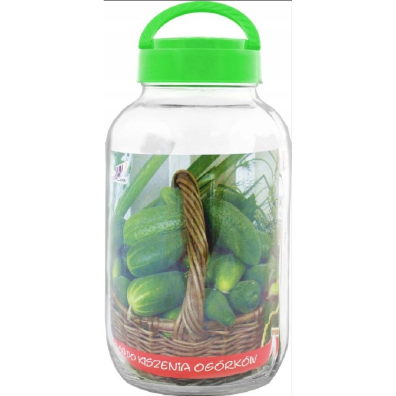 Igotrend Skleněná láhev na okurky se šroubovacím plastovým víkem, 3 l