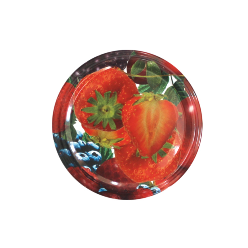 Sada kovových víček 66 mm s ovocným motivem, 10 ks