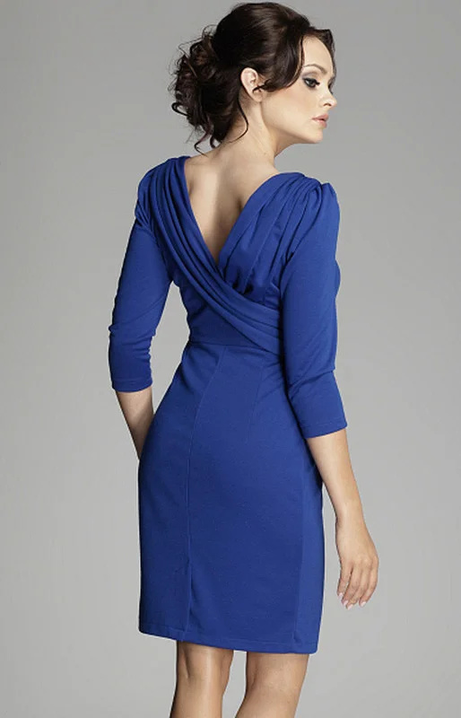 Elegantní šaty M082 modrá - Figl bílá 38