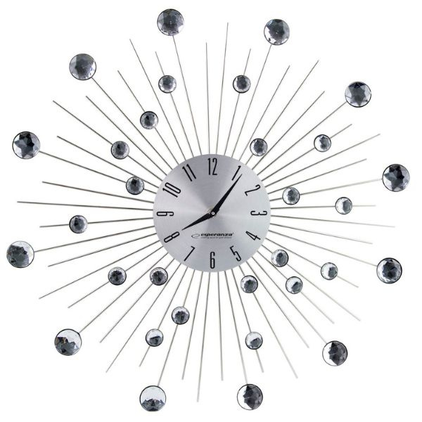Designové nástěnné hodiny 50cm na 1 baterii AA, slunce, hliník