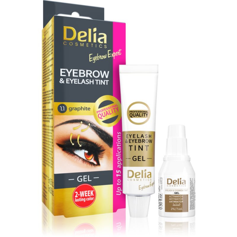 Delia Cosmetics Eyebrow Expert barva na obočí a řasy s aktivátorem odstín 1.1. Graphite 2 x 15 ml