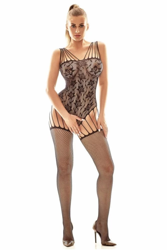 Okouzlující bodystocking Lesha černý - Anais L/XL bílá
