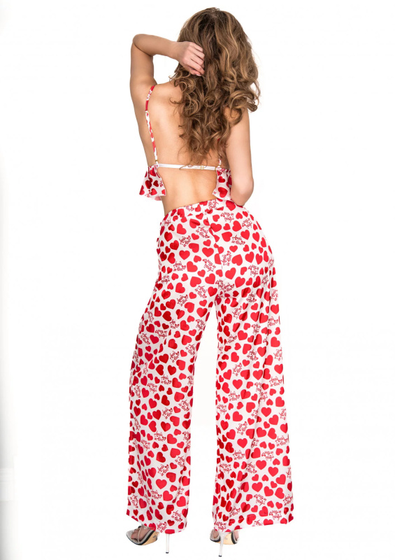 Krásný komplet Inezza Bra + Pants - Anais bílá/červená S/M