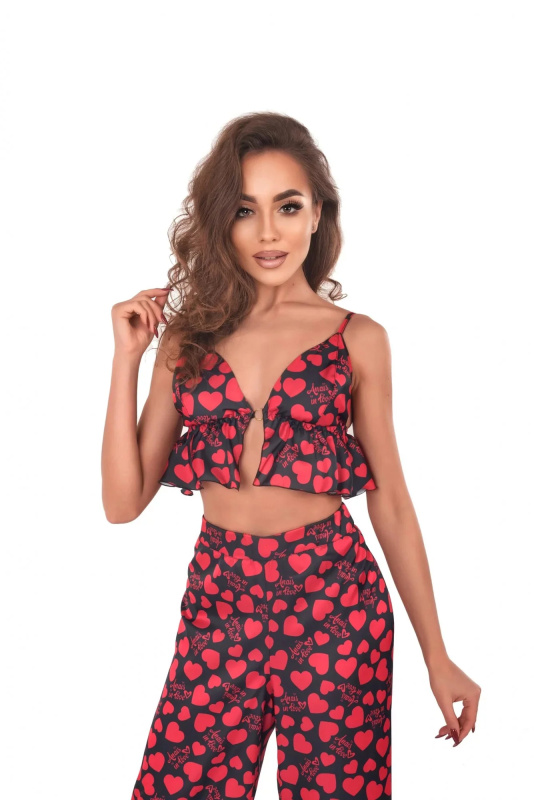 Krásný komplet Morgan Bra + Pants - Anais černá/červená L/XL