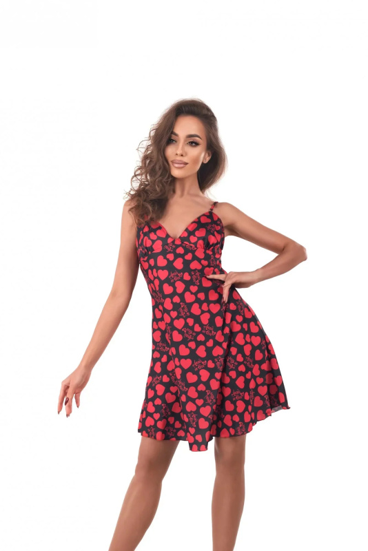 Romantická košilka Morgan chemise - Anais černá/červená XXL/XXXL