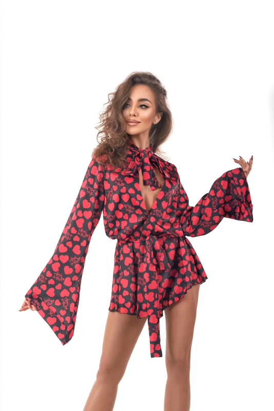 Svůdný župan Morgan Short Robe - Anais černá/červená XXL/XXXL