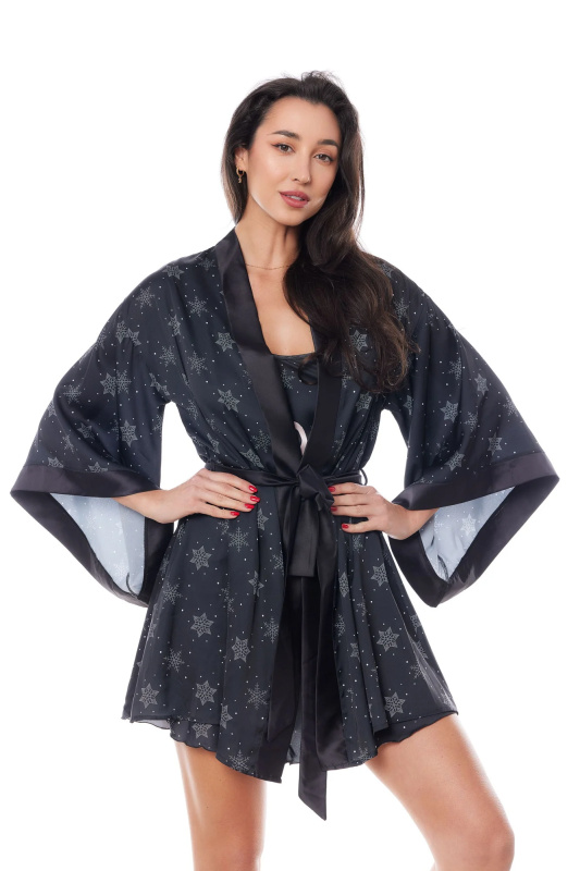 Aster Robe Černé negližé - Anais XXL/XXXL