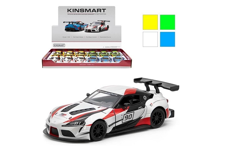Toyota GR Supra racing concept kovový model auta 1:36 s pull-back