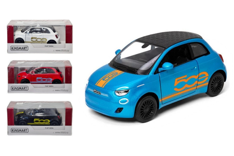 Kinsmart Fiat 500 kovový model 1:28 s natahovacím pohonem