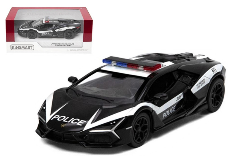 Lamborghini Revuelto policie kovový model Pull Back