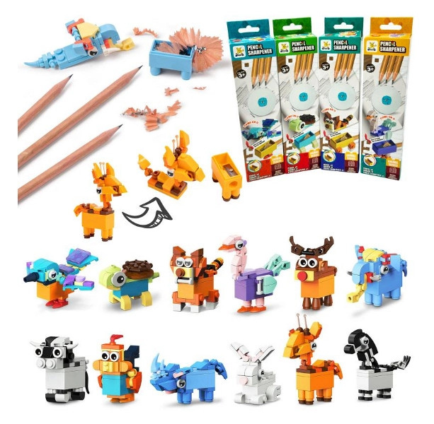 Animal Series kreativní sada: zvířátko z kostek, ořezávátko a 3 tužky