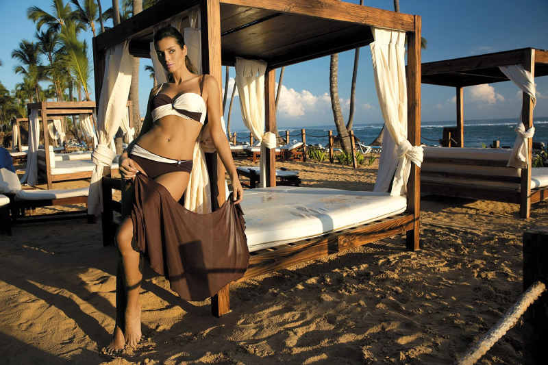 Plavky Liliana Terra-Avorio M-259 Brown-ecru (25) - Marko S/M